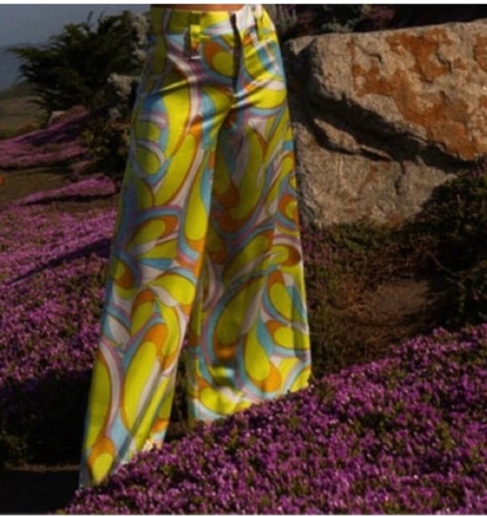 Zara Woman Abstract Print Wide Leg Full Length Palazzo Pants Size M